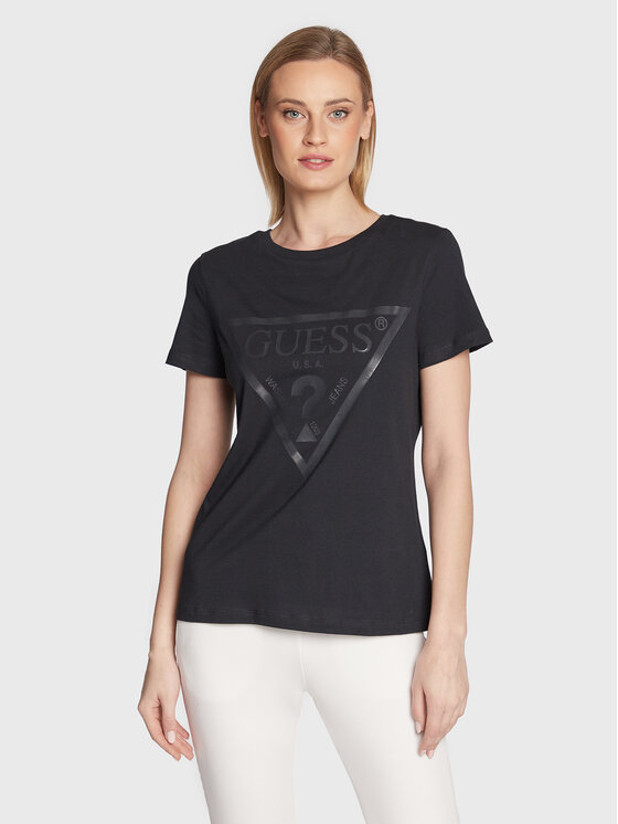 Guess T-krekls Adele V2YI07 K8HM0 Melns Regular Fit