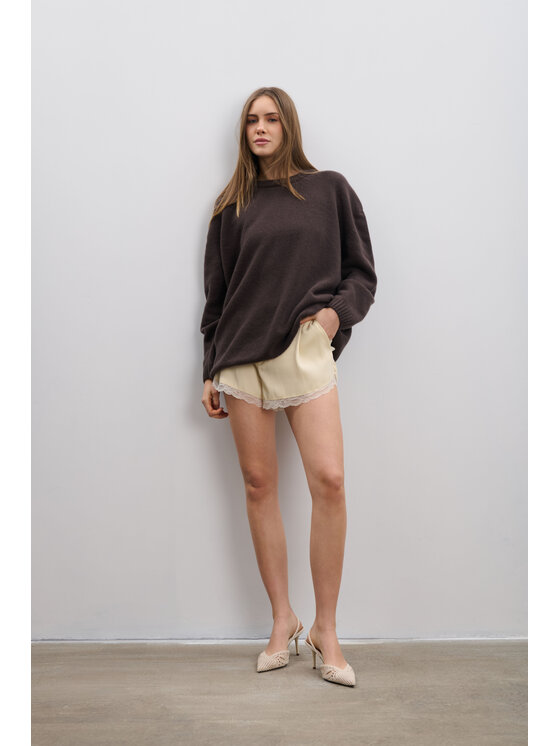 Fobya Fobya Sweter F2115 Brązowy Basic Fit