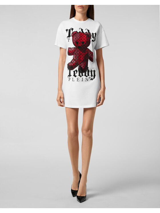 PHILIPP PLEIN PHILIPP PLEIN Sukienka codzienna 3633 Biały Over Fit