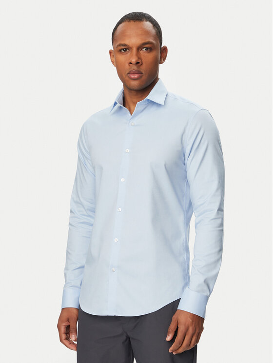 Calvin Klein Cămașă LV019EU006 Albastru deschis Slim Fit