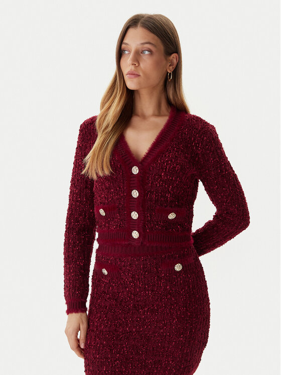 Guess Guess Kardigán W5BR0E Z4090 Červená Slim Fit