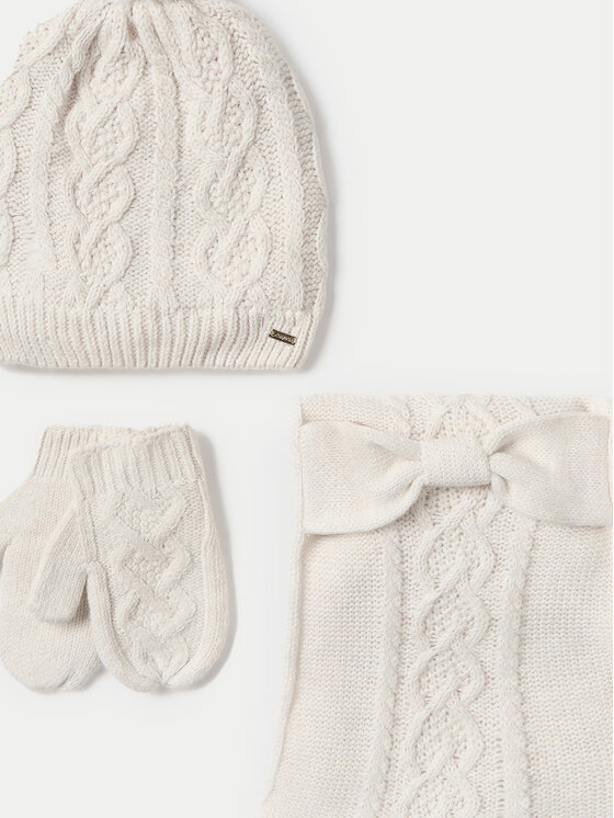 Mayoral Mayoral Set Mütze, Schal und Handschuhe 10768 Écru