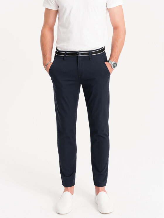 Ombre Ombre Chinosy OM-PACP-0118 Granatowy Regular Fit
