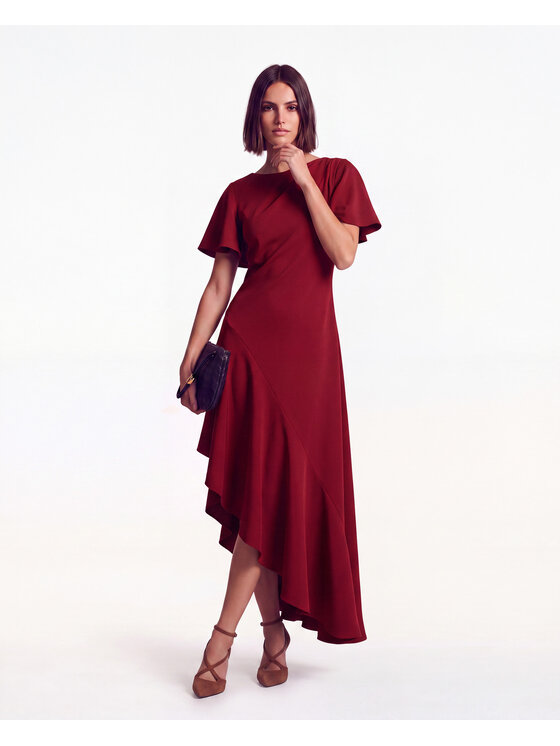 Castellani Castellani Sukienka codzienna Sukienka Nour Bordowy Regular Fit
