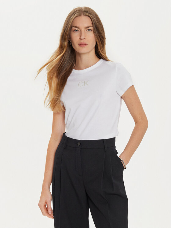 Damski T-Shirt Calvin Klein, Rozmiar M, Biały, K20K207974