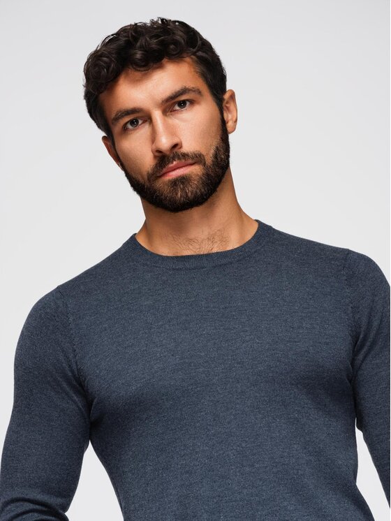 Ombre Ombre Sweter OM-SWBS-0106 Niebieski Regular Fit