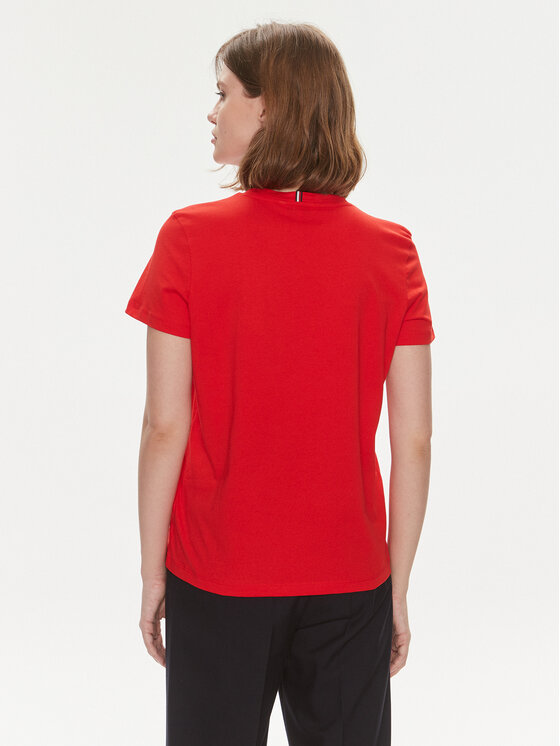 Tommy Hilfiger Tommy Hilfiger Tricou Signature WW0WW41674 Roșu Regular Fit