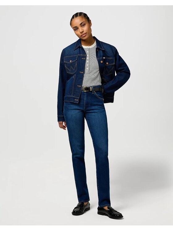 Wrangler Wrangler T-shirt FEMME KNIT HENLEY Blu scuro Slim Fit