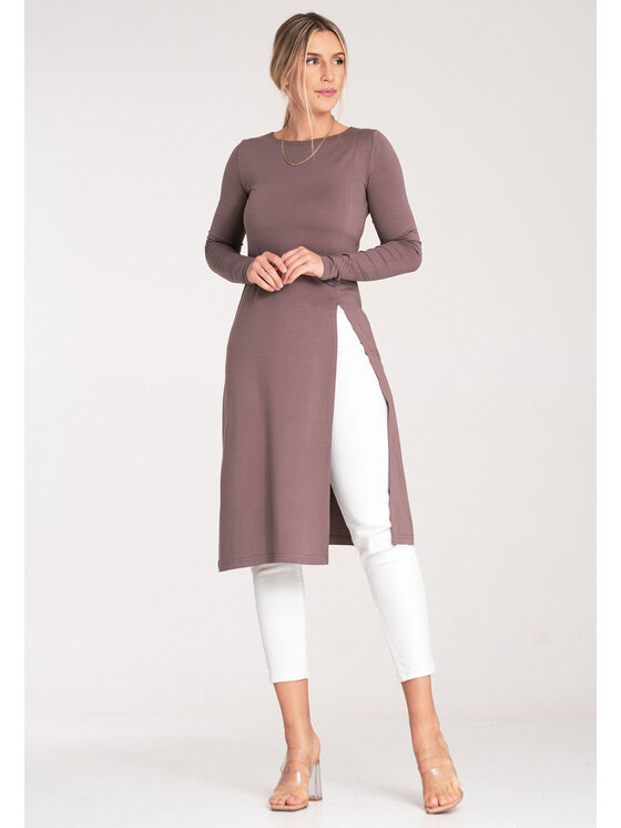 FIGL FIGL Bluzka M1075 Brązowy Regular Fit