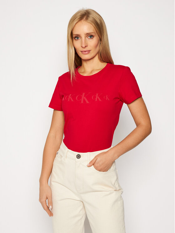 Calvin Klein Jeans Tričko J20J214791 Červená Slim Fit • Modivo.sk