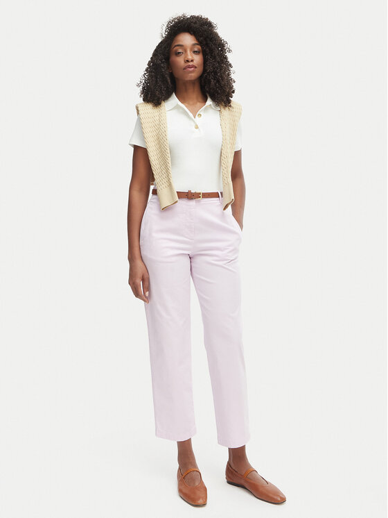 Tommy Hilfiger Tommy Hilfiger Тениска с яка и копчета WW0WW49252 Бял Slim Fit