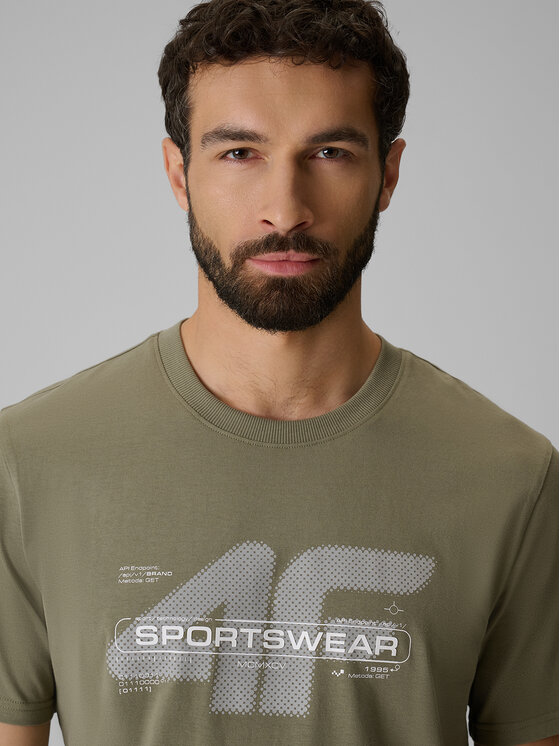 4F 4F T-Shirt BRAND CODE Khaki Regular Fit