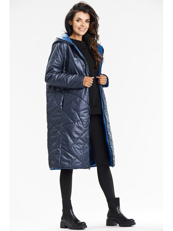 Awama Awama Kurtka damska A685 Granatowy Basic Fit
