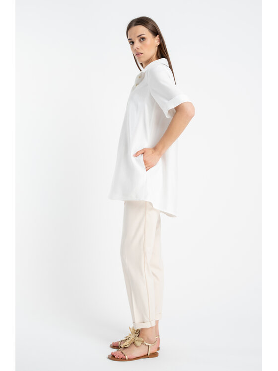 CLICK CLICK Πουκάμισο 10-6850 Λευκό Loose Fit