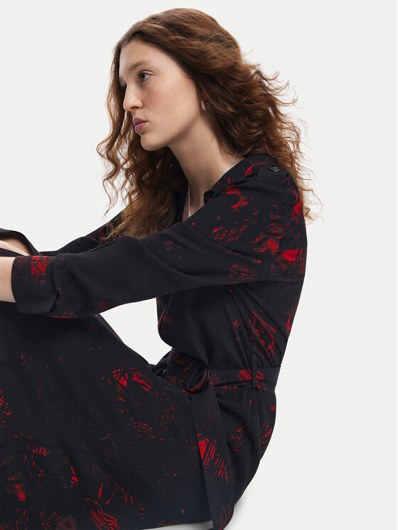 Desigual Desigual Haljina košulja Scribbles Lacroix 24WWVW38 Crna Regular Fit