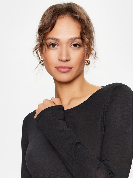 Sisley Sisley Bluzka 3FD4L119S Czarny Regular Fit