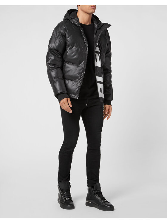 PHILIPP PLEIN PHILIPP PLEIN Vatovaná bunda 361 Čierna Regular Fit