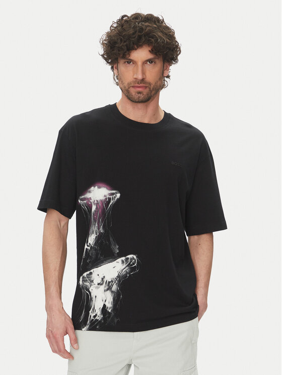 BOSS BOSS T-shirt Te_Jellyfish 50541099 Crna Relaxed Fit