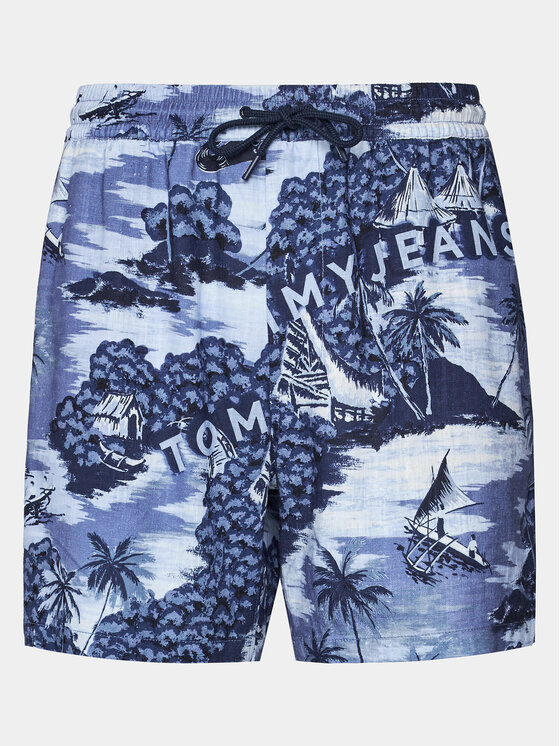 Tommy Jeans Tommy Jeans Pantalon scurți din material Hawaiian DM0DM18807 Albastru Regular Fit