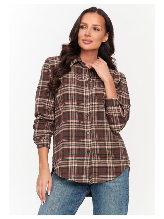 Makadamia Makadamia Koszula C75 Brązowy Loose Fit