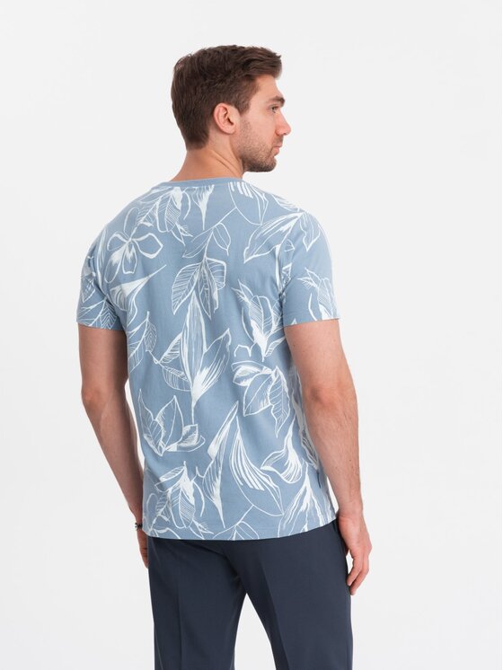Ombre Ombre T-Shirt OM-TSFP-0180 Modrá Regular Fit