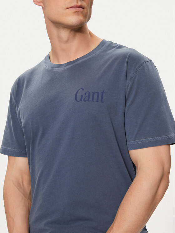 Gant Gant Tričko Sunfaded 2013018 Modrá Regular Fit