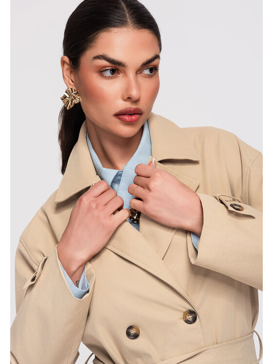 Ombre Ombre Płaszcz przejściowy OW-COLC-0119 Beżowy Oversize
