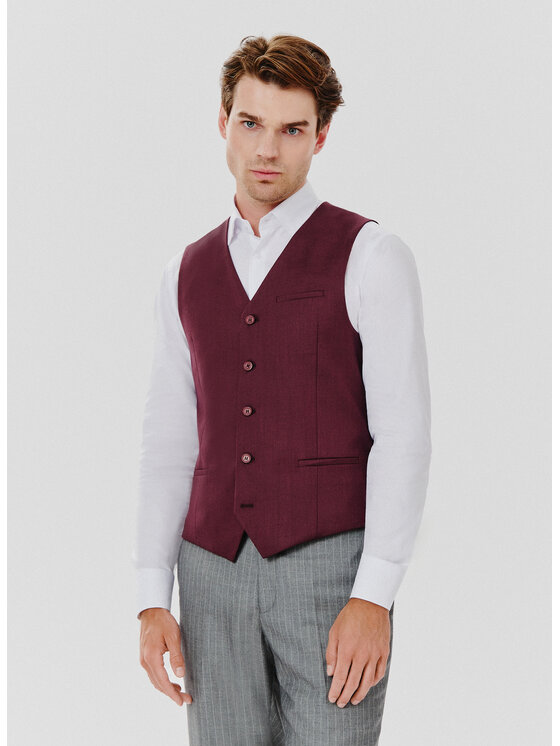 Pako Lorente Pako Lorente Kamizelka P24WF-8X-001 Bordowy Slim Fit