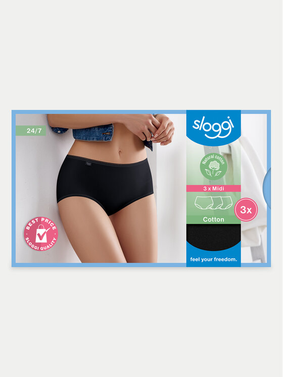 Sloggi Sloggi Komplet 3 par fig klasycznych 24/7 10167191 Czarny