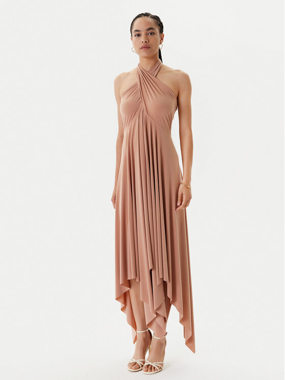 NORMA KAMALI NORMA KAMALI Coctailkleid KK1253PLO62833 Beige Slim Fit