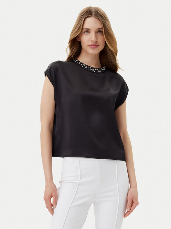 Imperial Imperial Bluză RIC3JBA Negru Regular Fit