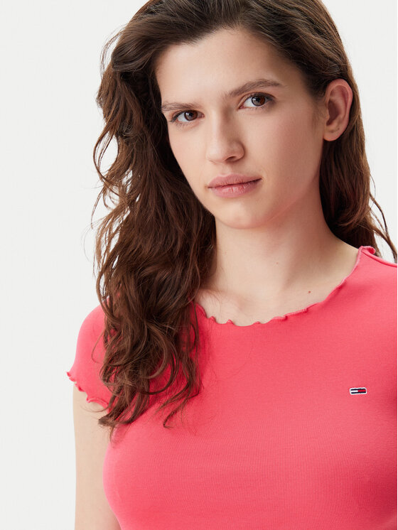 Tommy Jeans Tommy Jeans Rochie de vară Babylock DW0DW20614 Roz Slim Fit