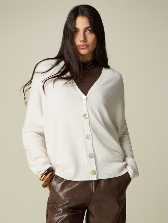 Oltre Oltre Kardigan M181E002199N021 Biały Regular Fit