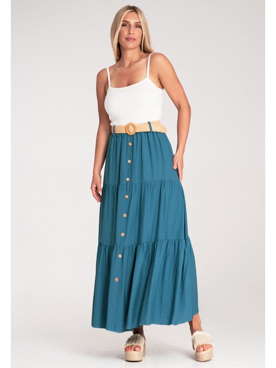 FIGL FIGL Maxi sukňa M1222 Modrá Straight Fit