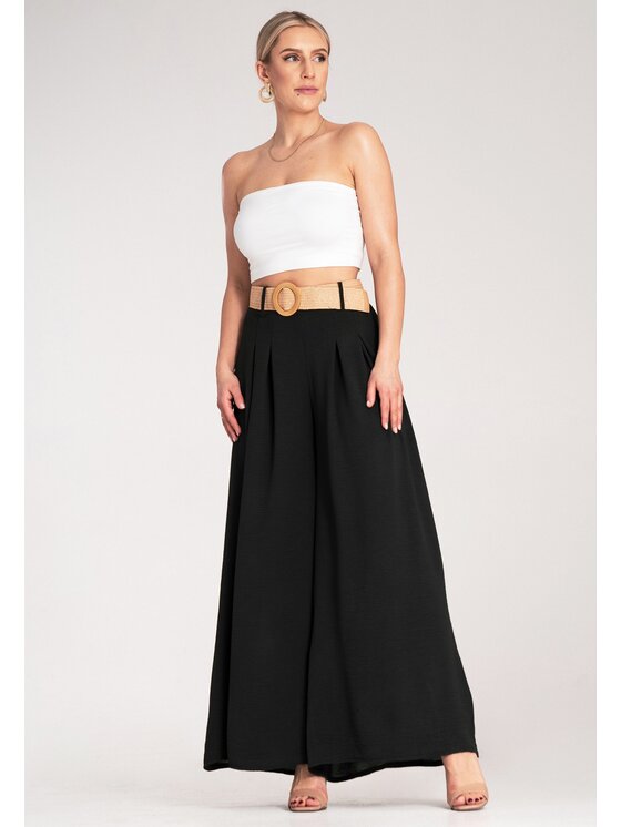 FIGL FIGL Bavlnené nohavice M1160 Čierna Loose Fit