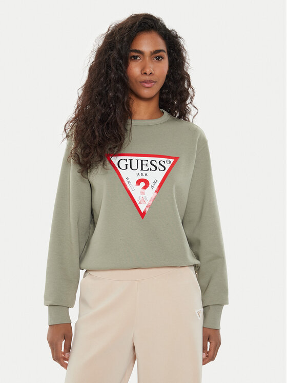 Guess Guess Μπλούζα W2YQ16 KBA11 Πράσινο Regular Fit