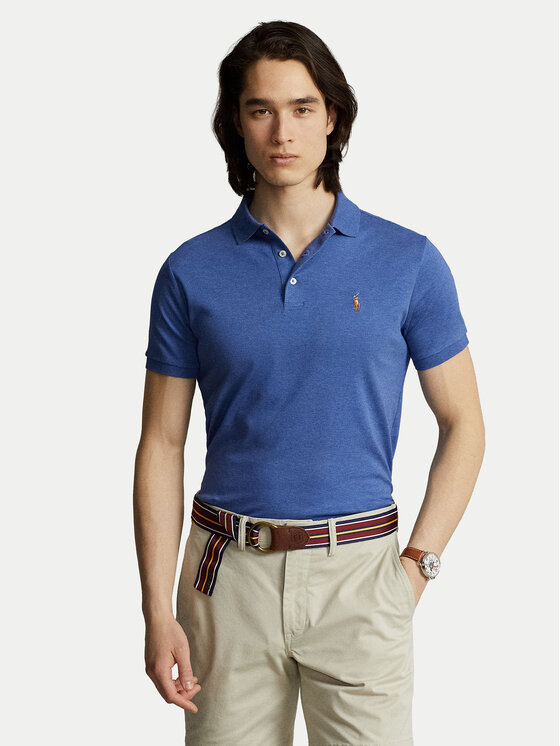 Polo Ralph Lauren Polo Ralph Lauren Тениска с яка и копчета 710713130008 Син Custom Slim Fit