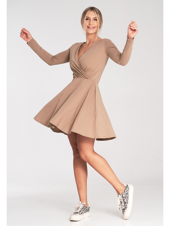 FIGL FIGL Koktejlové šaty M1050 Béžová A-Line Fit