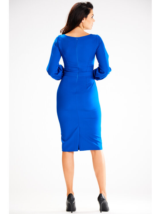 Awama Awama Večerní šaty A597 Modrá Basic Fit