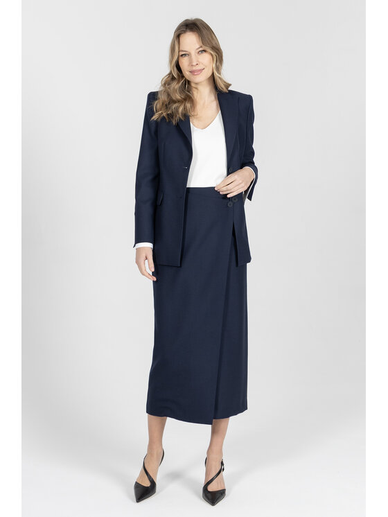 Deni Cler Milano Deni Cler Milano Spódnica midi W-DC-7004-F2-A2-58-1 Granatowy Regular Fit