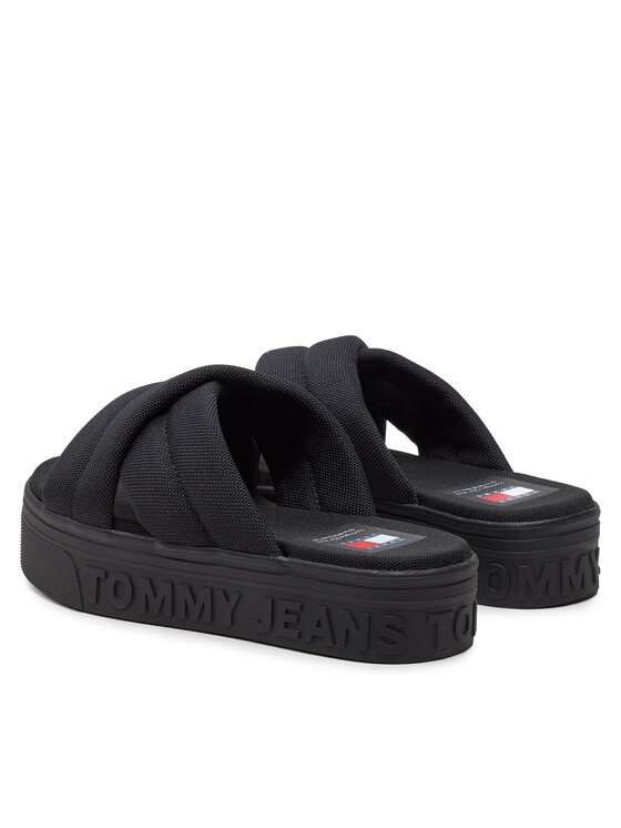 Tommy Jeans Tommy Jeans Παντόφλες Tjw Lettering Flatform Sandal EN0EN02465 Μαύρο