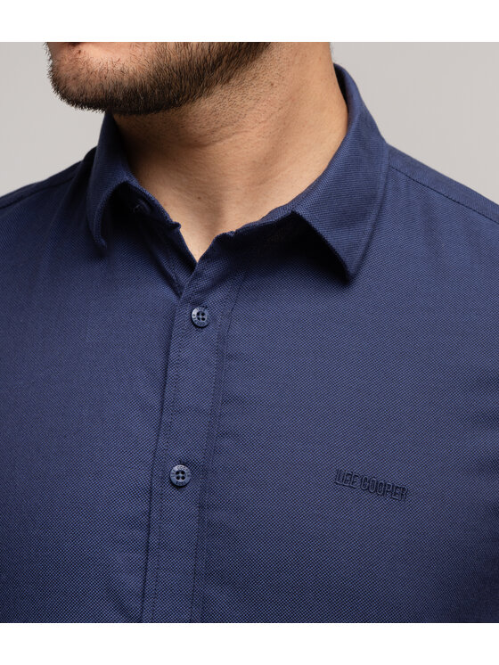 Lee Cooper Lee Cooper Koszula VAN DOBBY Granatowy Regular Fit