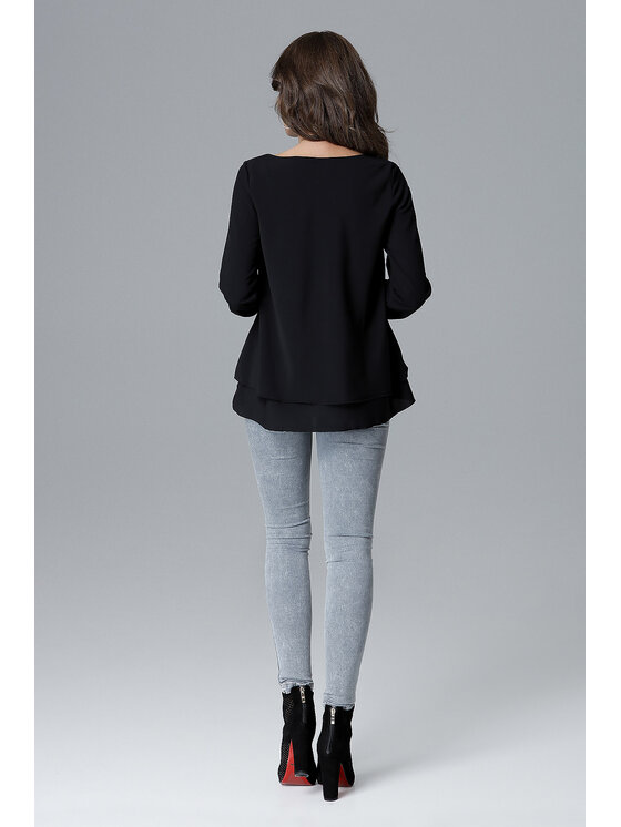 Lenitif Lenitif Blusa L020 Nero Regular Fit