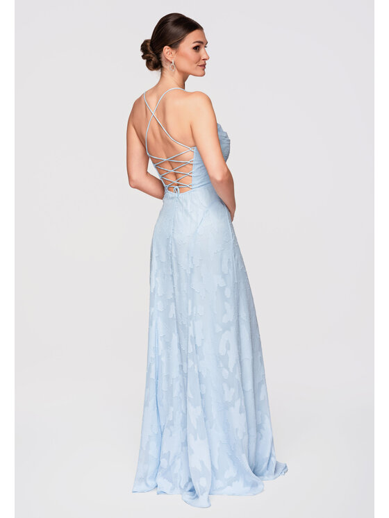 Ombre Ombre Sukienka wieczorowa LA-OM-DLR307 Niebieski Slim Fit