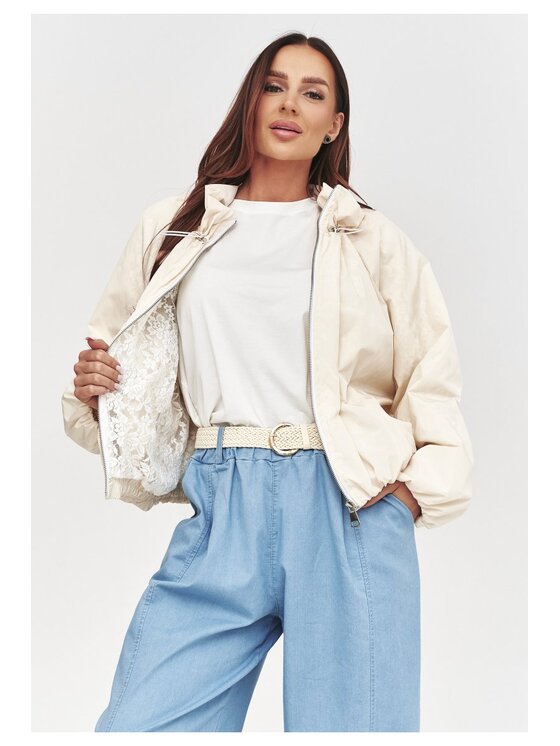 Makadamia Makadamia Kurtka przejściowa C58 Beżowy Loose Fit