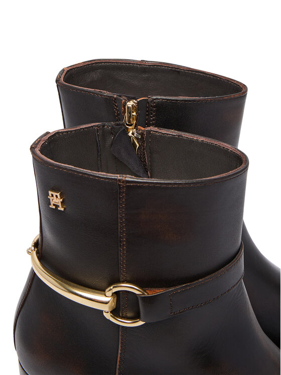 Tommy Hilfiger Tommy Hilfiger Боти TH Stud Heel Riding Ankle Boot FW0FW09552 Тъмнокафяв