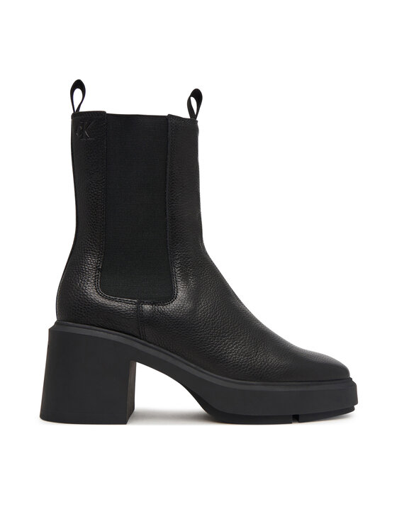 Calvin Klein Calvin Klein Botki Block Heel Chelsea Boot Lth HW0HW03694 Czarny