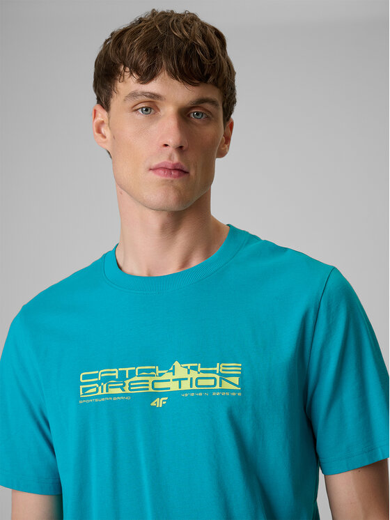 4F 4F T-Shirt TREKKING Turkusowy Regular Fit