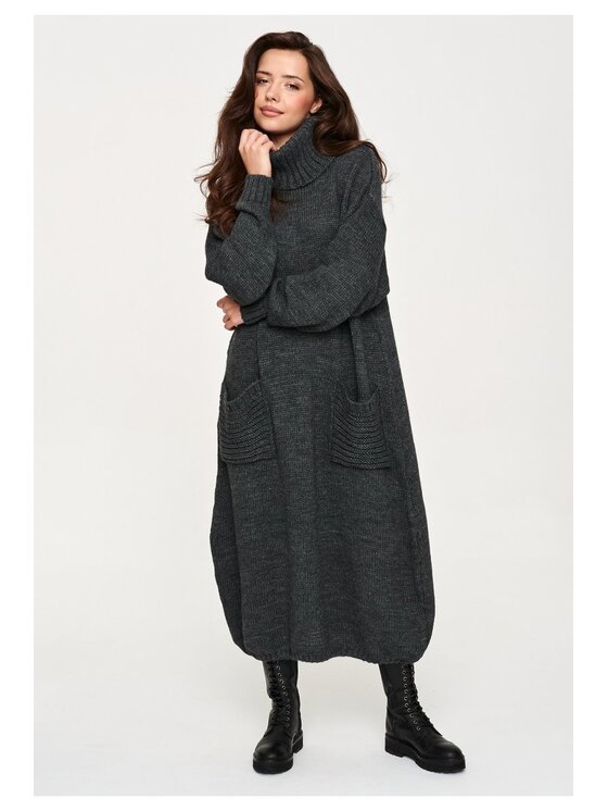 Makadamia Makadamia Sweter S178 Szary Loose Fit