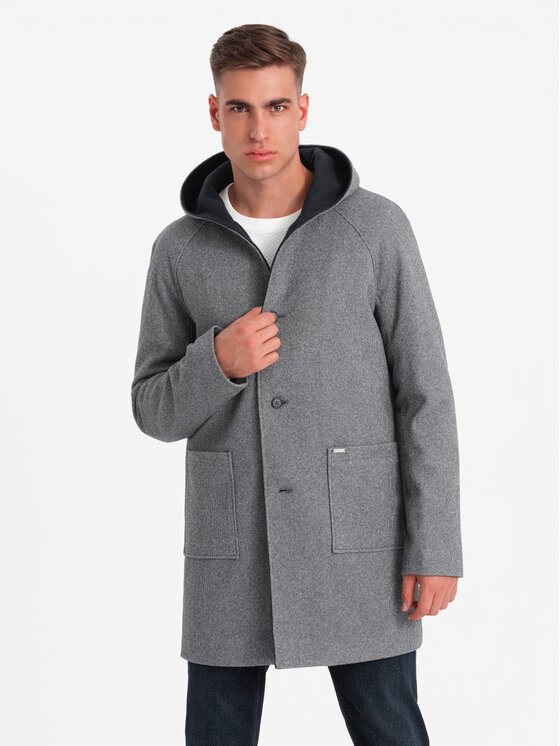 Ombre Ombre Kabát OM-COWC-0122 Šedá Regular Fit